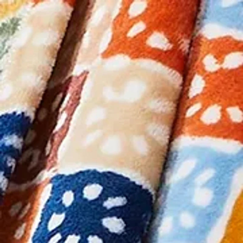 Multicolor Tile Plush Throw Blanket