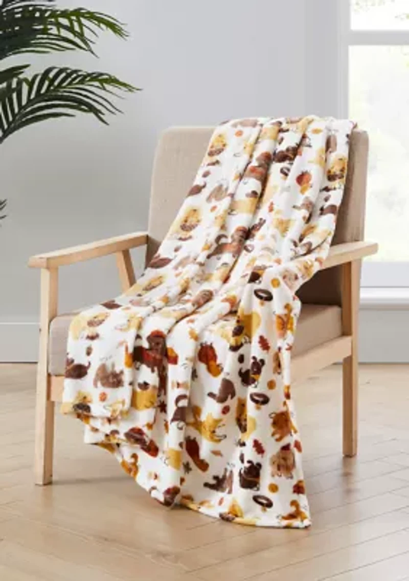 Dog Printed Plush Throw Blanket