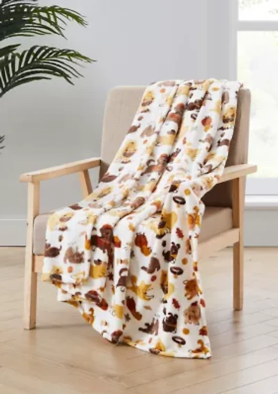 Dog Printed Plush Throw Blanket