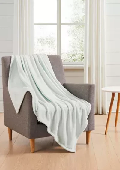 Opal Blue Solid Plush Throw Blanket
