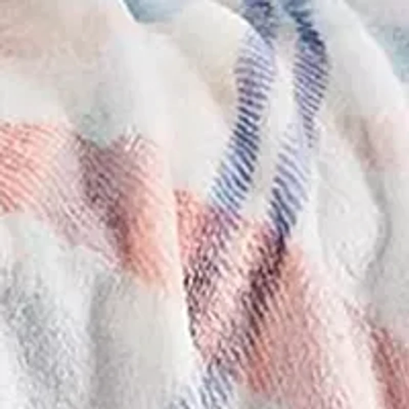 Pink Multi Plaid Printed Plush Throw Blanket