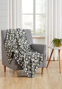 Floral Print Plush Throw Blanket