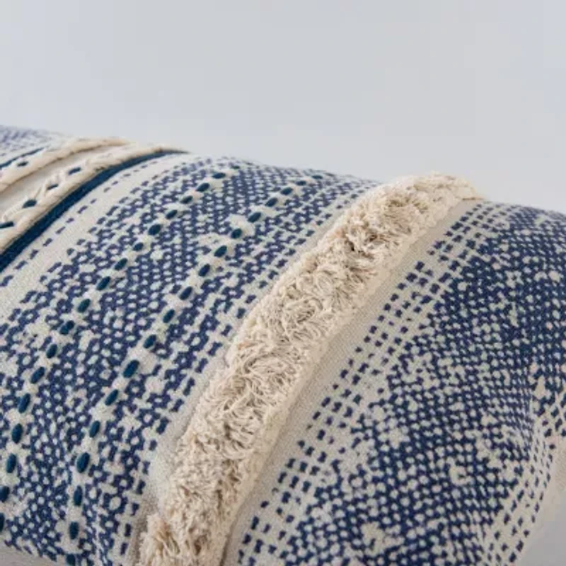 Stripe Green/Natural 14" X 26" Poly Filled Pillow