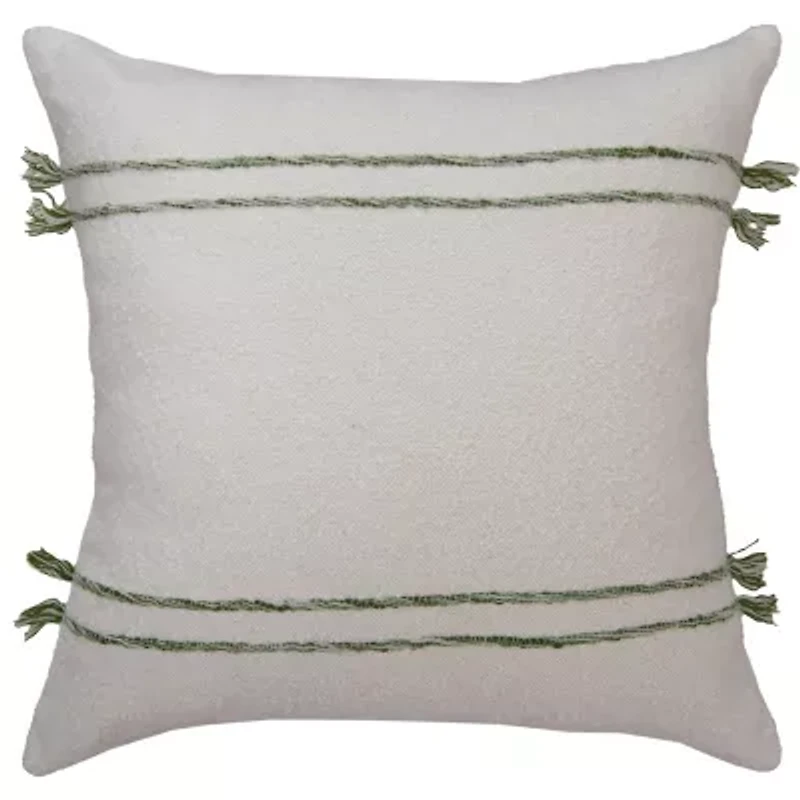 Stripe Ivory/Dark Grey 20" X Poly Filled Pillow