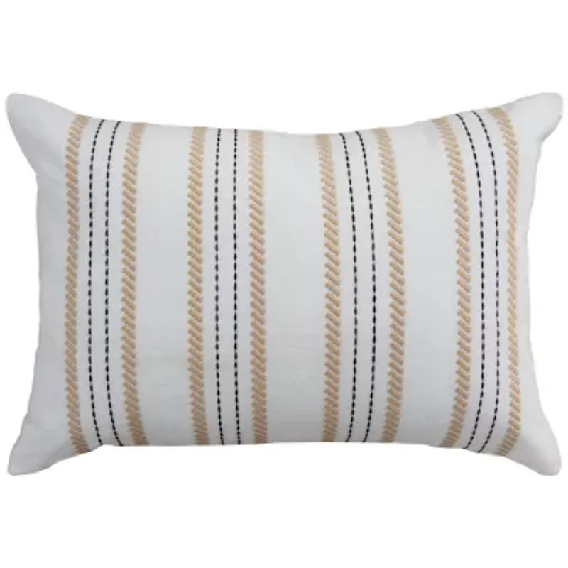 Stripe Ivory/Natural 14" X 20" Poly Filled Pillow