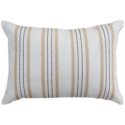 Stripe Ivory/Natural 14" X 20" Poly Filled Pillow
