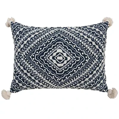 Geometric Blue/Natural 14" X 20" Poly Filled Pillow