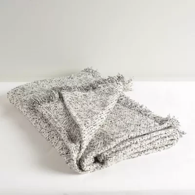 Green Fringe Poly/Boucle 50x60 Throw Blanket