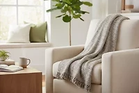 Green Fringe Poly/Boucle 50x60 Throw Blanket
