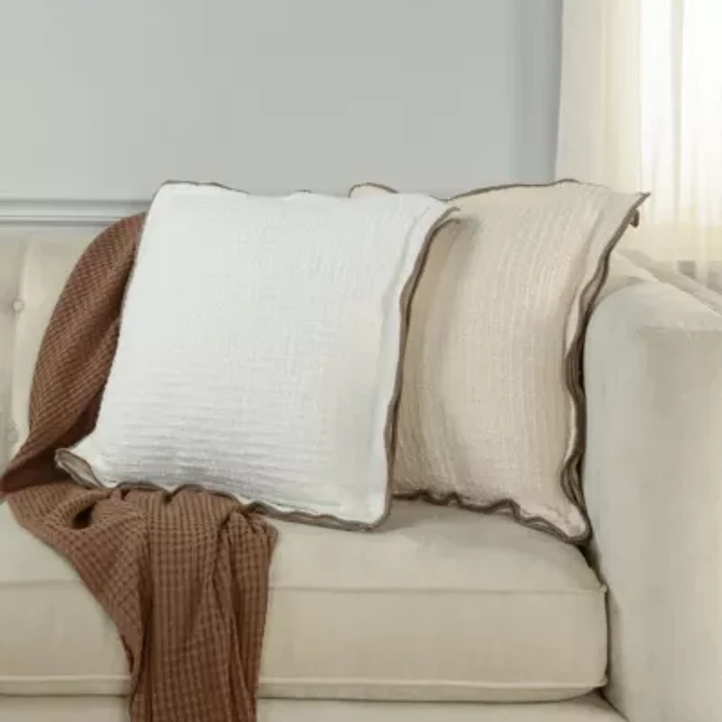 Beige Flanged 22x22 Pillow