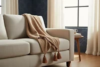 Brown Cotton Gauze Tassel 50x60 Throw Blanket