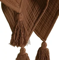 Brown Cotton Gauze Tassel 50x60 Throw Blanket