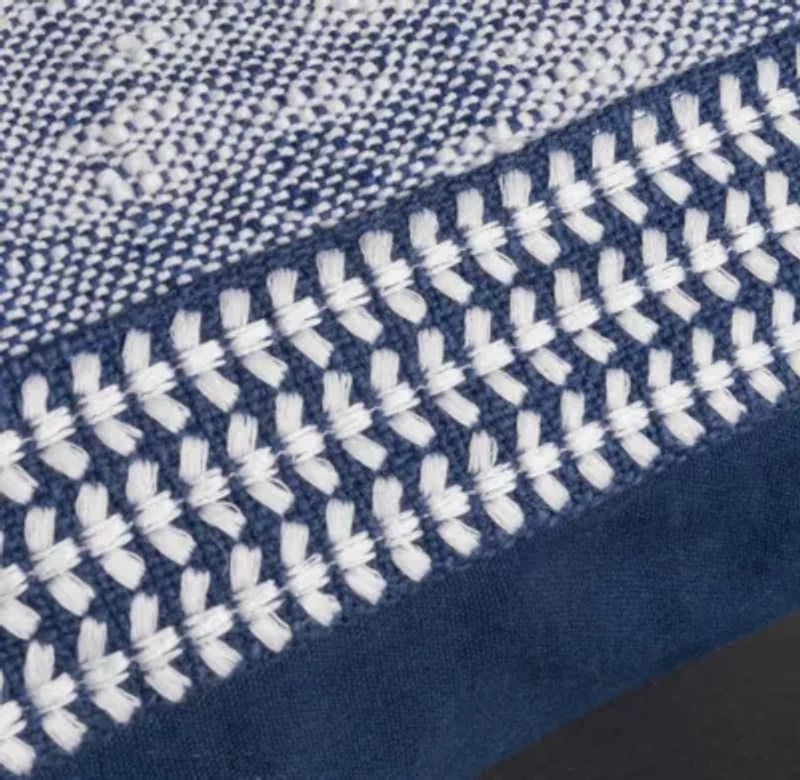 Blue Border 22x22 Pillow