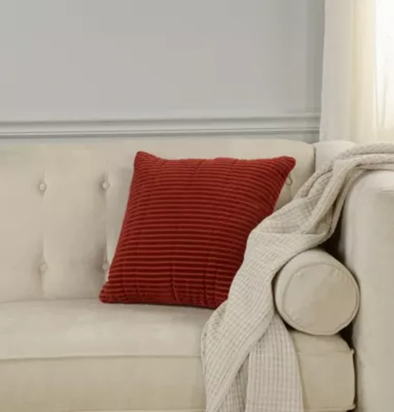 Rust Tonal Stripe 18x18 Pillow