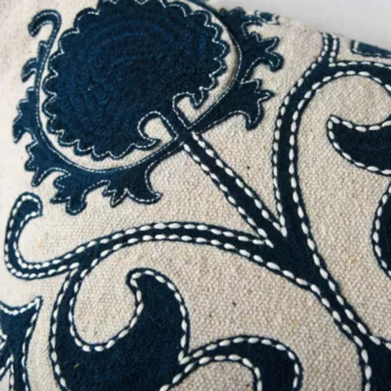 Green Embroidery 18x18 Pillow