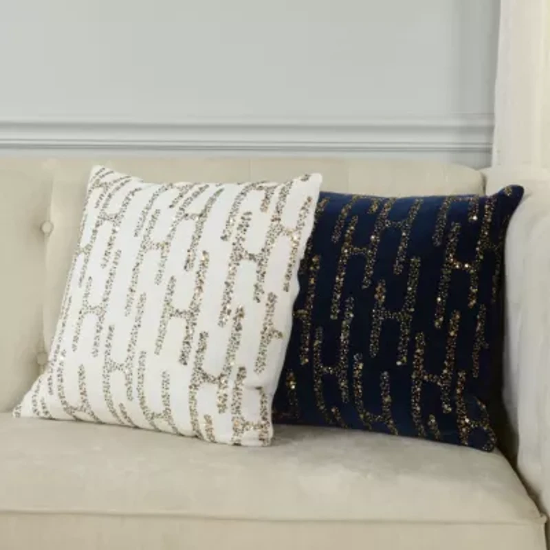 White/Gold Abstract 18x18 Pillow