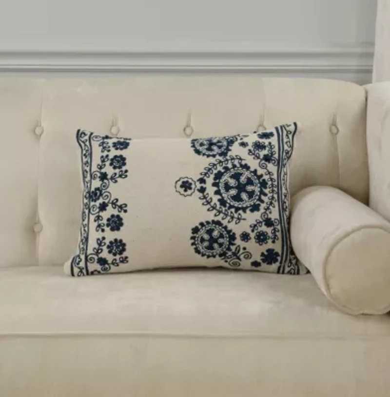Green Embroidery 14x20 Pillow