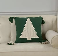 Green Knit Tree 18X18 Poly Filled Holiday Pillow