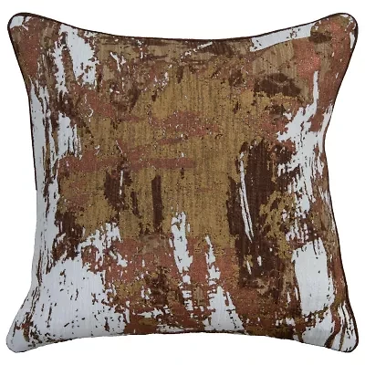 Abstract Ivory/Copper/Gold 20" X 20" Poly Filled Pillow