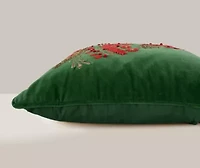 Green Floral Tree Motif 18X18 Poly Filled Holiday Pillow