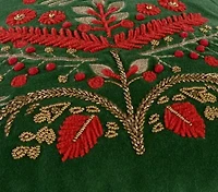 Green Floral Tree Motif 18X18 Poly Filled Holiday Pillow