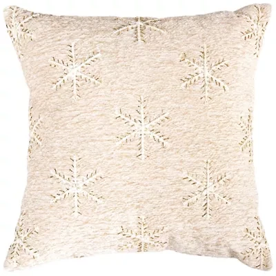Neutral Snowflakes 20X20 Poly Filled Holiday Pillow