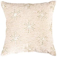 Neutral Snowflakes 20X20 Poly Filled Holiday Pillow