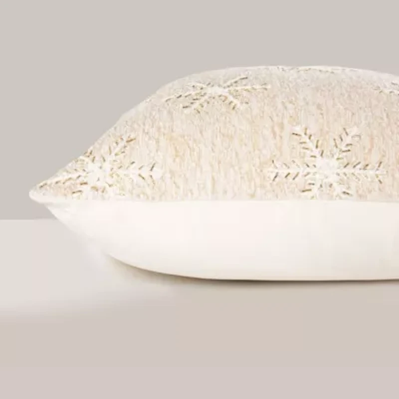 Neutral Snowflakes 20X20 Poly Filled Holiday Pillow