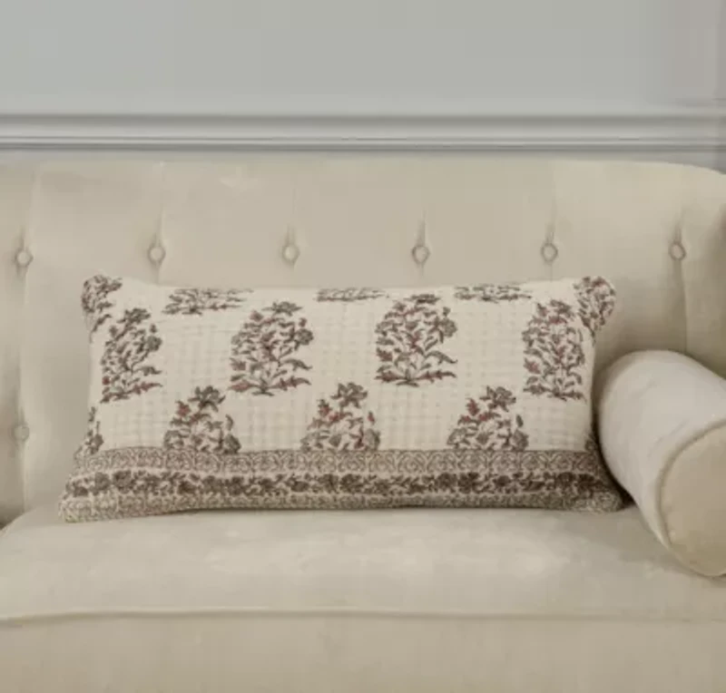 Cream Block Print 14x26 Pillow