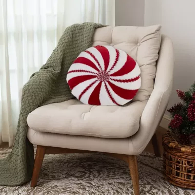 Red Peppermint 16X16 Poly Filled Holiday Pillow