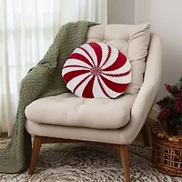Red Peppermint 16X16 Poly Filled Holiday Pillow
