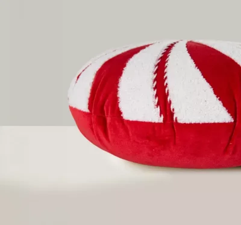 Red Peppermint 16X16 Poly Filled Holiday Pillow