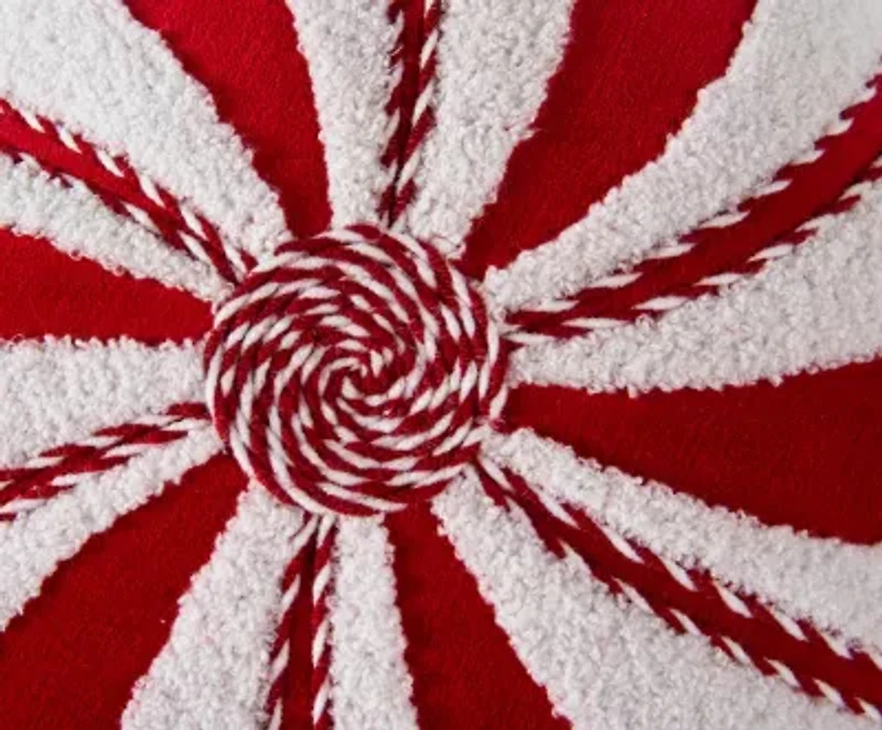 Red Peppermint 16X16 Poly Filled Holiday Pillow