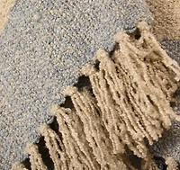 Tan Fringe Blue Border 50x60 Throw Blanket