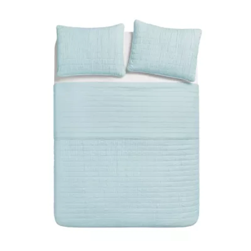 3-Piece Enzyme Washed Crinkle Quilt Set