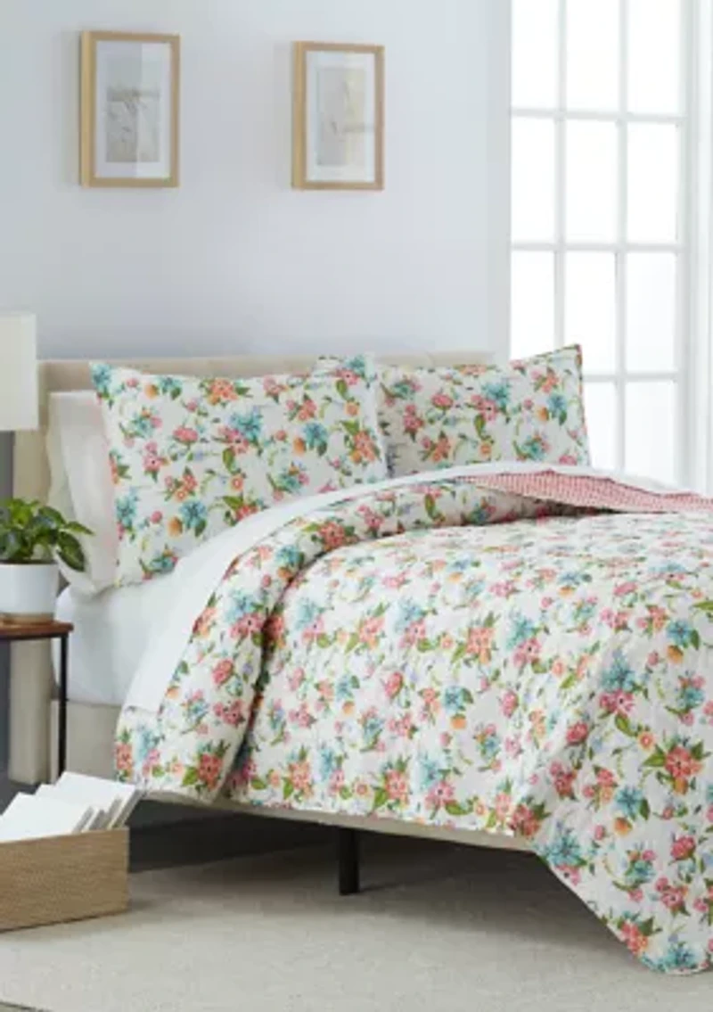 Pink Garden Quilt Set