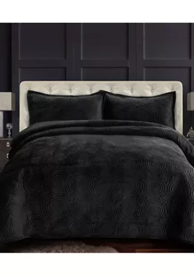 Capri Medallion Velvet Oversized Solid Quilt Set