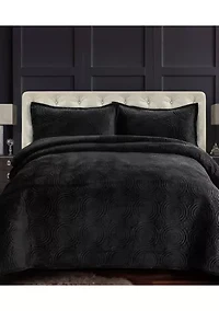 Capri Medallion Velvet Oversized Solid Quilt Set