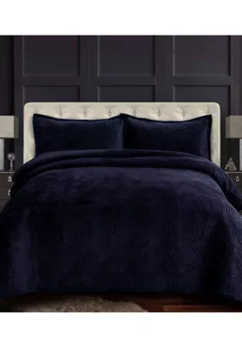 Capri Medallion Velvet Oversized Solid Quilt Set