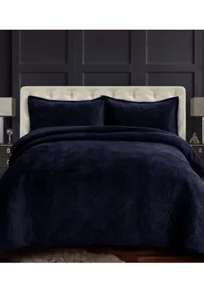Capri Medallion Velvet Oversized Solid Quilt Set