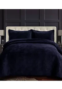 Capri Medallion Velvet Oversized Solid Quilt Set