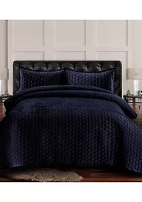 Lugano Honeycomb Velvet Oversized Solid Quilt Set