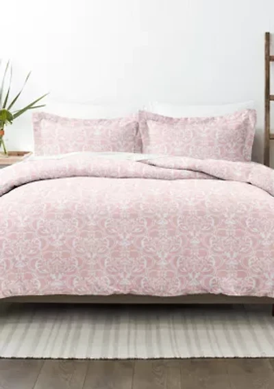 Premium Ultra Soft Romantic Damask Pattern 3 Piece Duvet Cover Set
