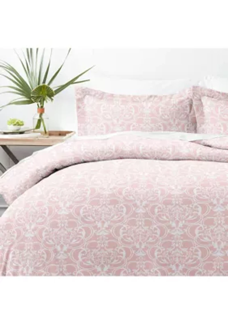 Premium Ultra Soft Romantic Damask Pattern 3 Piece Duvet Cover Set