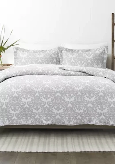 Premium Ultra Soft Damask Pattern 3 Piece  Duvet Cover Set