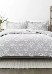 Premium Ultra Soft Damask Pattern 3 Piece  Duvet Cover Set