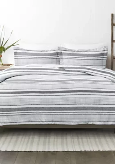 Premium Ultra Soft Vintage Stripe Pattern 3 Piece Duvet Cover Set