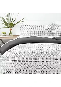 Premium Ultra Soft Etched Gate Pattern 3 Piece Reversible Duvet Cover Set