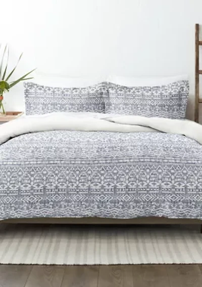 Premium Ultra Soft Modern Rustic Pattern 3 Piece Reversible Duvet Cover Set