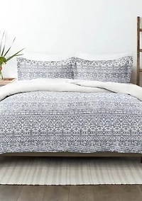 Premium Ultra Soft Modern Rustic Pattern 3 Piece Reversible Duvet Cover Set